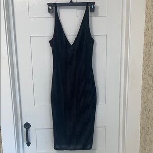 Forever 21 Black Midi Dress - Velvet Stripes